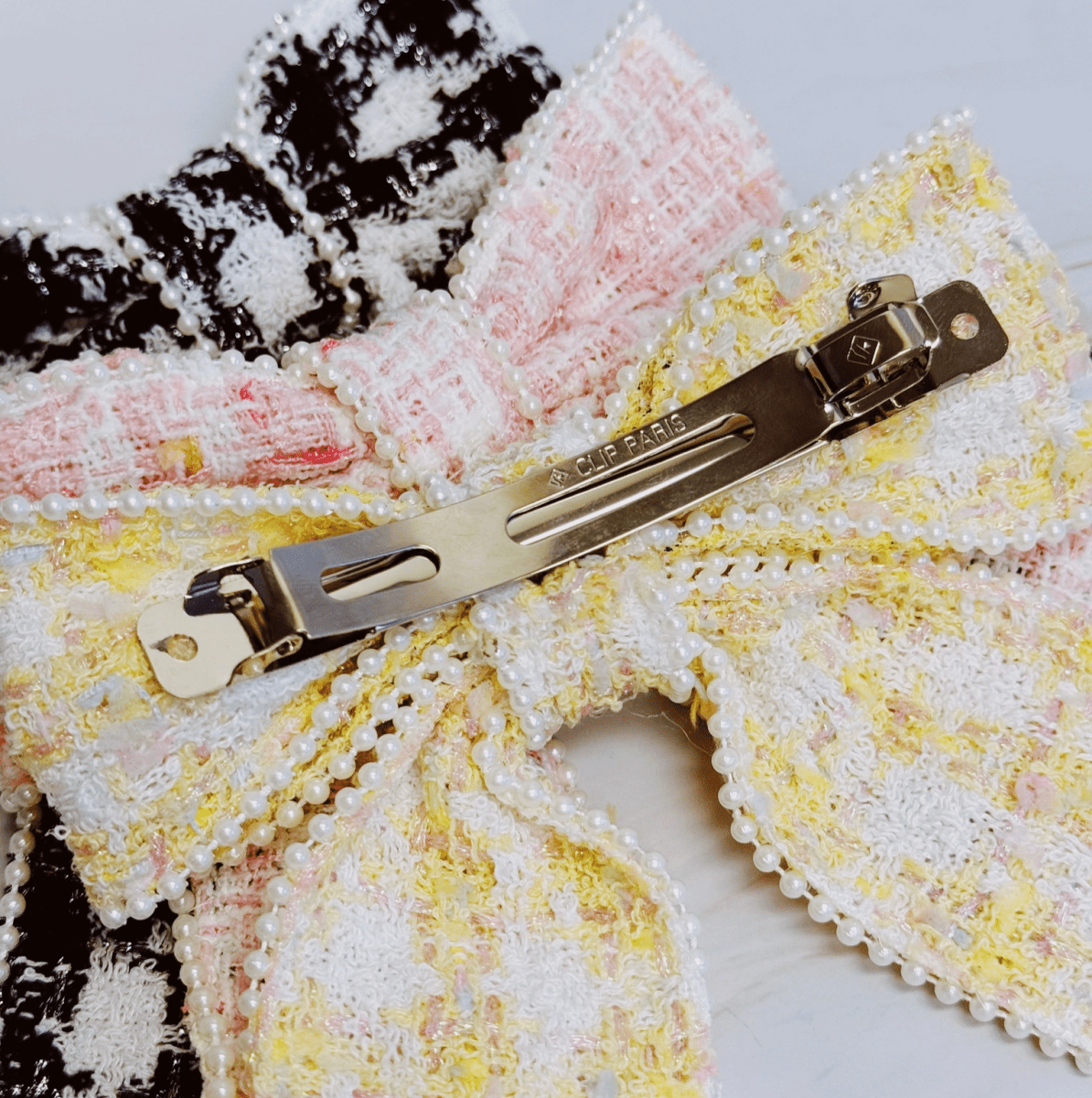 Tweed Bow Hair Clip - Madmoizelle Closet