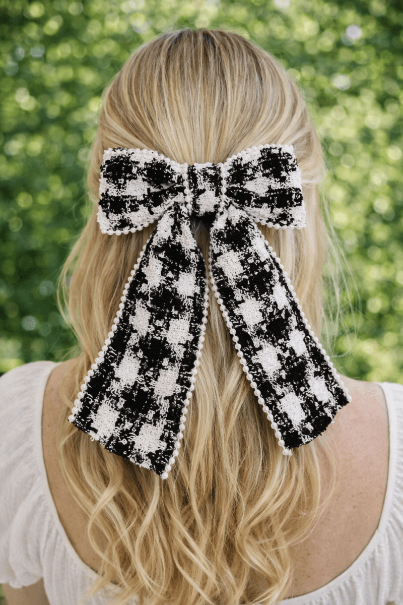 Tweed Bow Hair Clip - Madmoizelle Closet