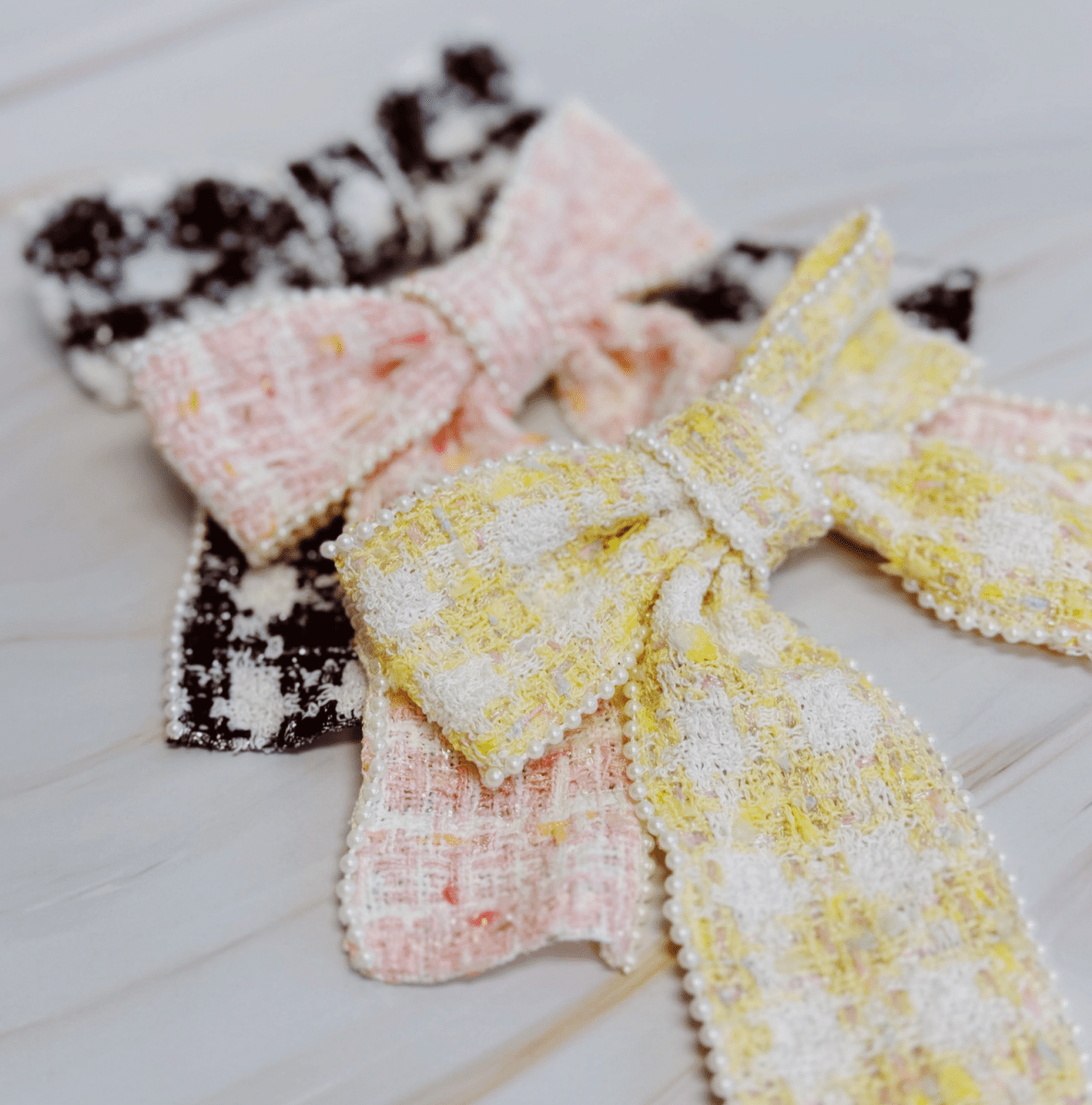 Tweed Bow Hair Clip - Madmoizelle Closet