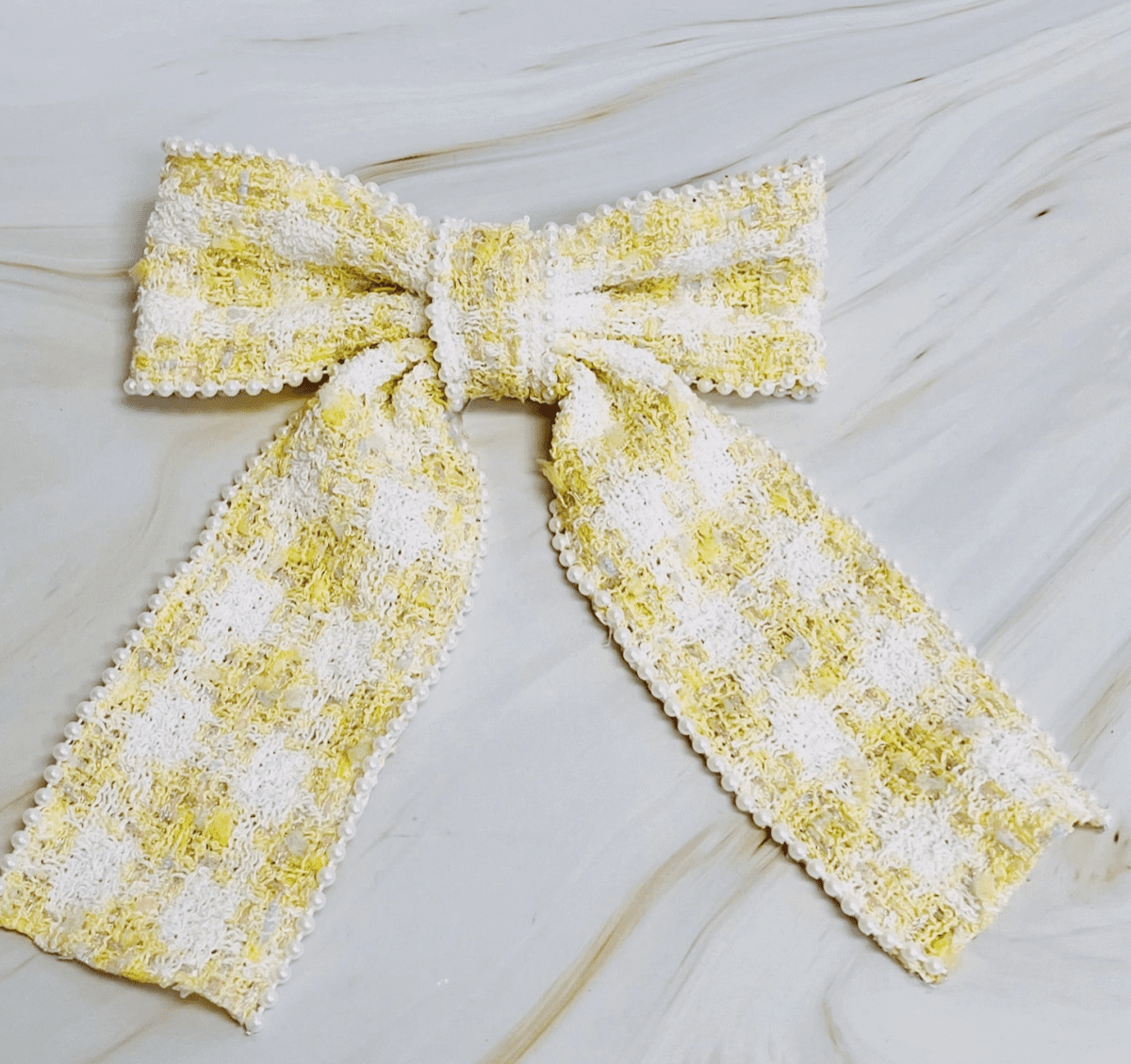 Tweed Bow Hair Clip - Madmoizelle Closet