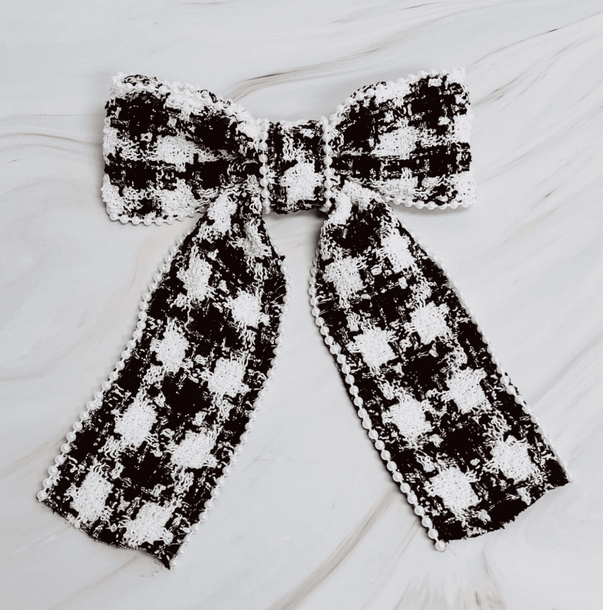 Tweed Bow Hair Clip - Madmoizelle Closet