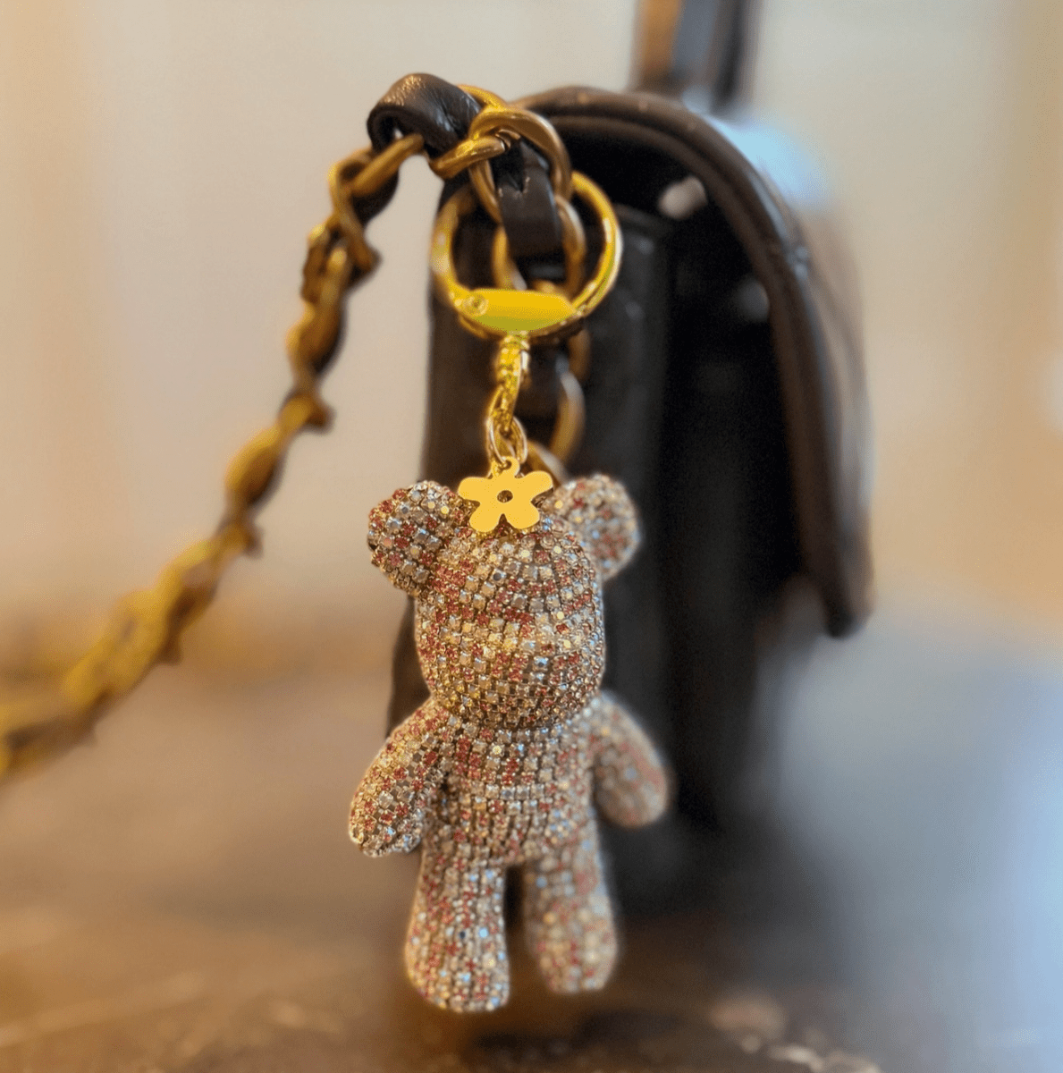 Twinkle Teddy Luxe Bag Charm – Pink Crystal Bear - Madmoizelle Closet