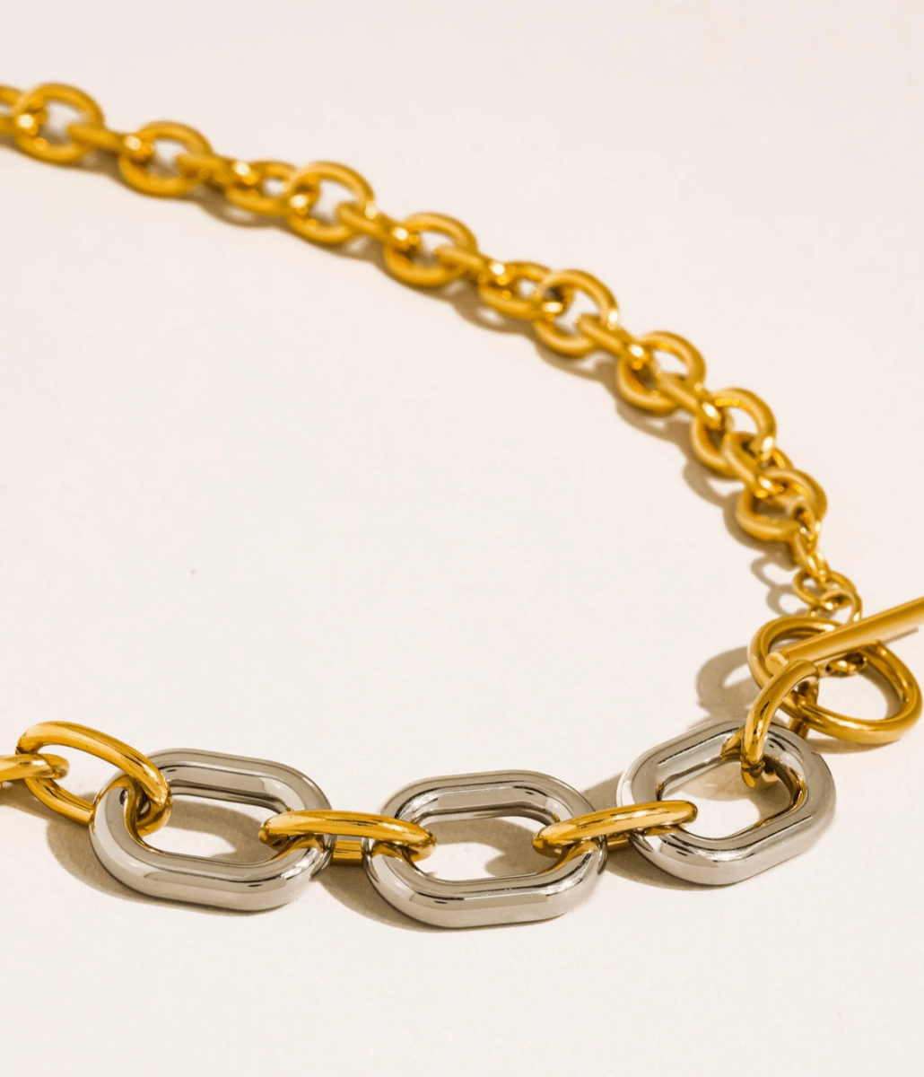 Two-Tone Toggle Link Necklace - Madmoizelle Closet