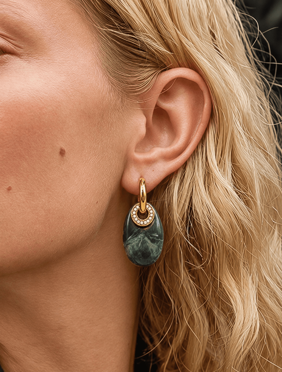 Verde Resin Hoop Drop Earrings - Madmoizelle Closet