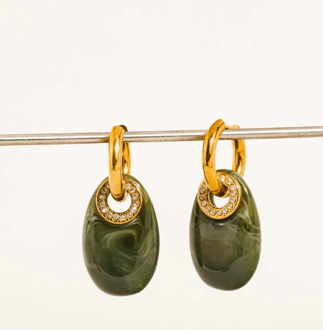 Verde Resin Hoop Drop Earrings - Madmoizelle Closet
