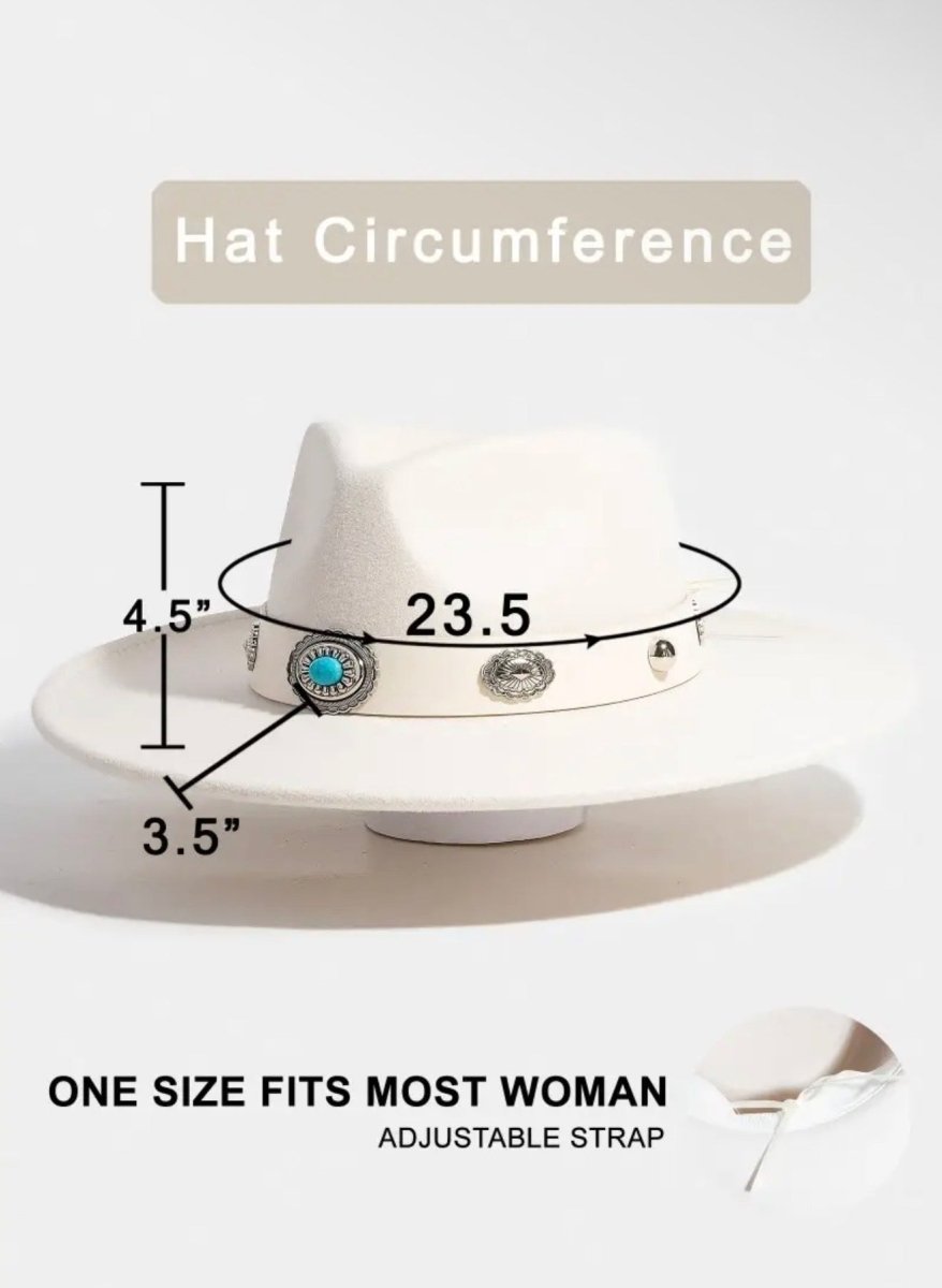 White Western Concho Hat - Madmoizelle Closet