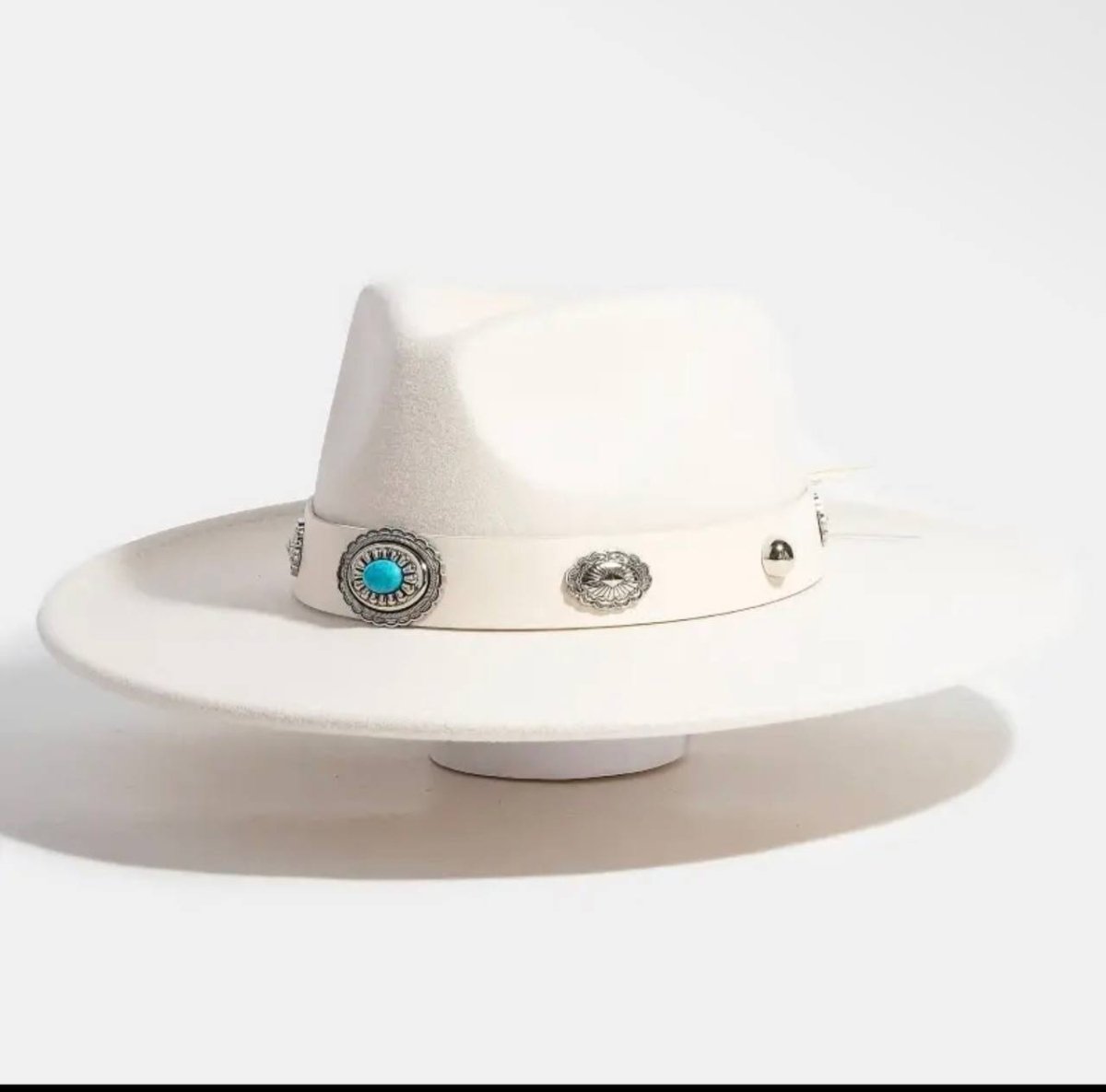 White Western Concho Hat - Madmoizelle Closet