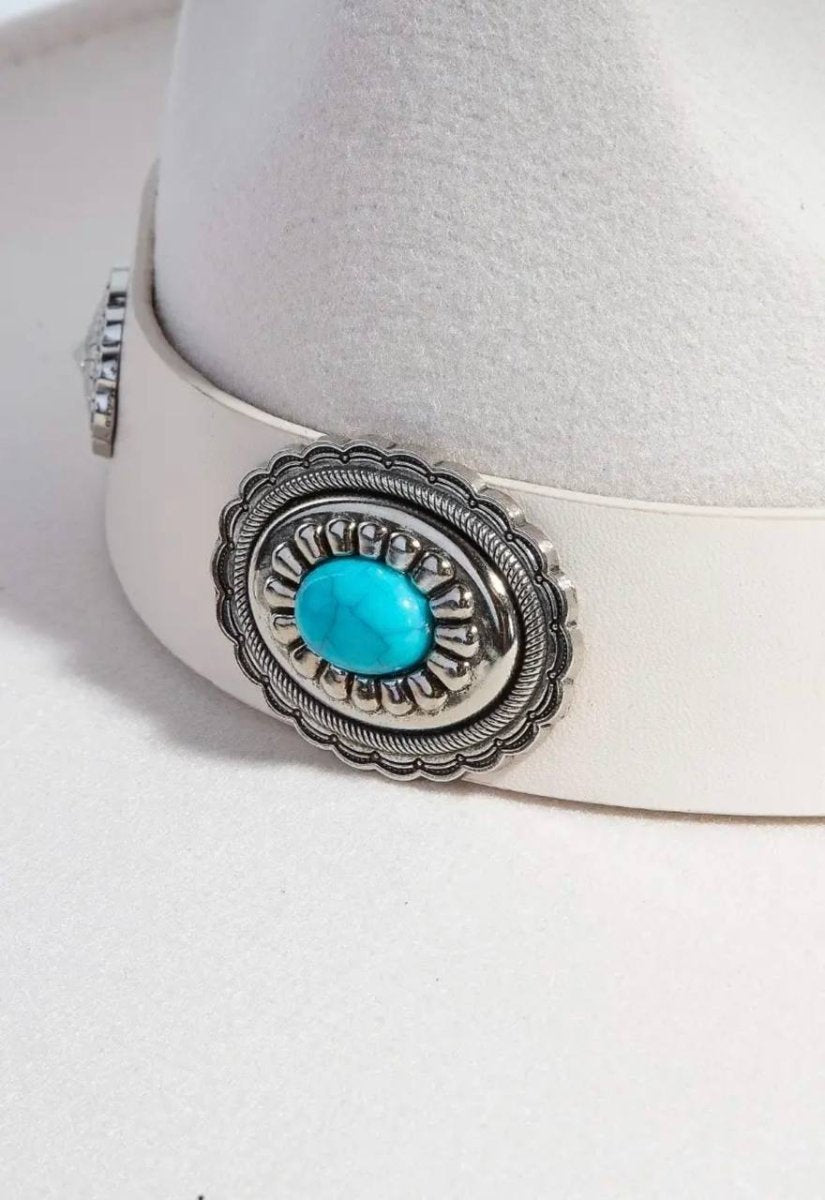 White Western Concho Hat - Madmoizelle Closet