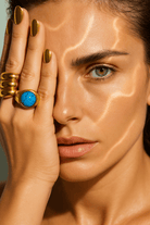 Windy 18K Gold Non - Tarnish Turquoise Stone Ring - Madmoizelle Closet
