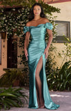 Amenza Fitted Gathered Satin Gown - Madmoizelle Closet