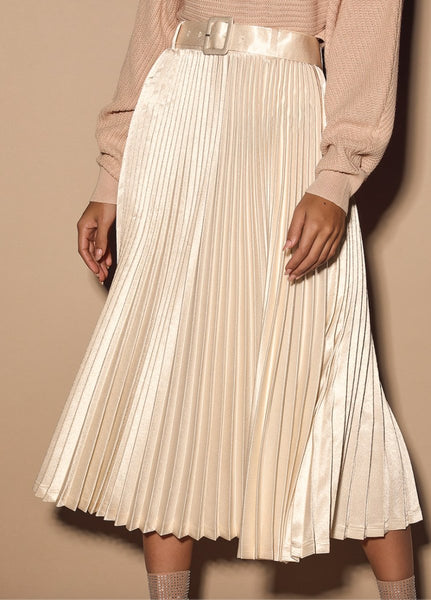 Bella Midi Pleated Skirts with Belted - Madmoizelle Closet