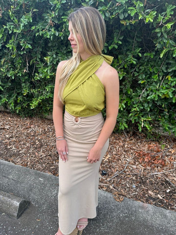 DRI HALTER CROSS TIE BACK CROP - Madmoizelle Closet