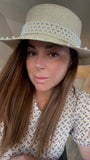Elsa Straw beach hat with pearl band detail - Madmoizelle Closet