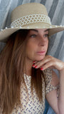 Elsa Straw beach hat with pearl band detail - Madmoizelle Closet