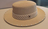 Elsa Straw beach hat with pearl band detail - Madmoizelle Closet