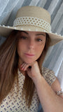 Elsa Straw beach hat with pearl band detail - Madmoizelle Closet