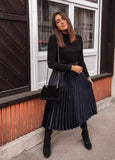 Harper Midi Pleated Skirts with Belted - Madmoizelle Closet
