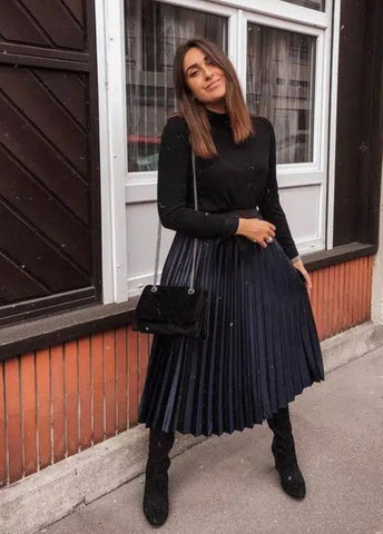 Harper Midi Pleated Skirts with Belted - Madmoizelle Closet