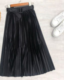 Harper Midi Pleated Skirts with Belted - Madmoizelle Closet