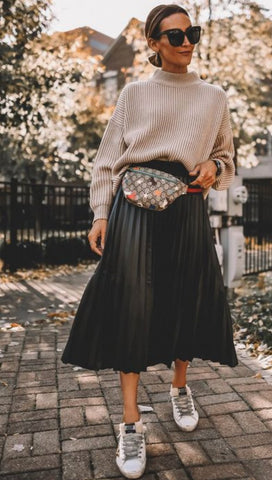 Harper Midi Pleated Skirts with Belted - Madmoizelle Closet