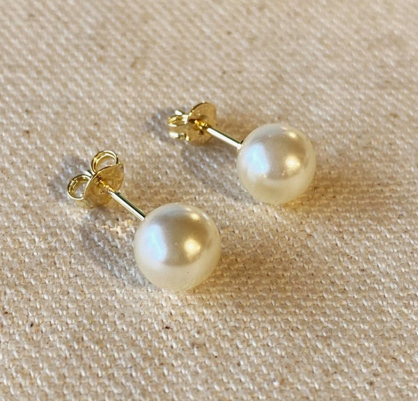 Liege 18K Gold Filled Pearl Stud Earrings - Madmoizelle Closet