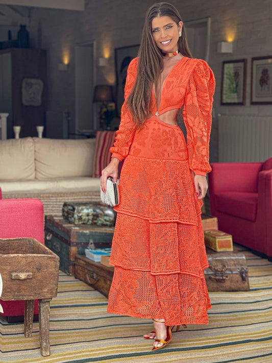 Marina Luxury Orange Dress - Madmoizelle Closet
