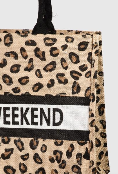 Trendy Leopard Hello Weekend Tote Bag - Madmoizelle Closet